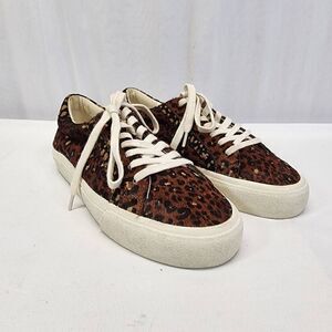 Madewell Sidewalk leopard  Genuine Calf Hair Low Top Sneakers Shoes Size 8